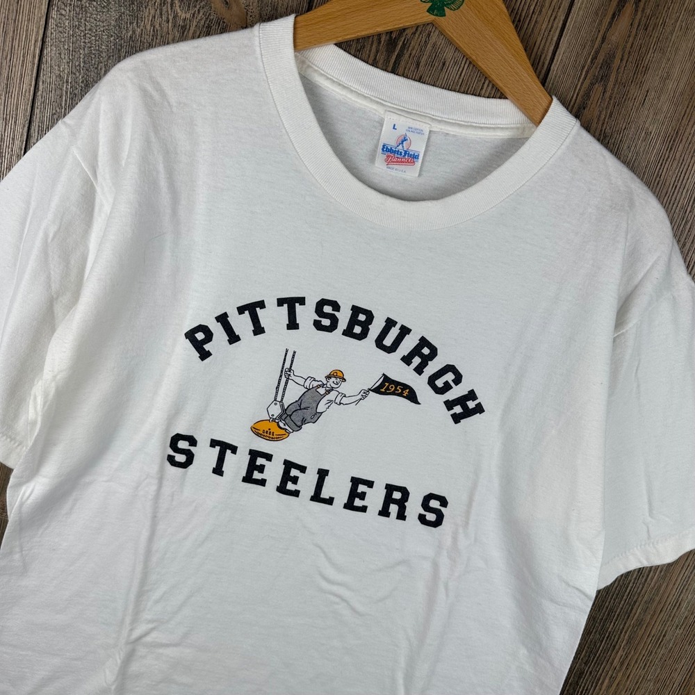 Ebbets Field Flannels NFL Pittsburgh Steelers 1954 Throwback T-Shirt White Men M